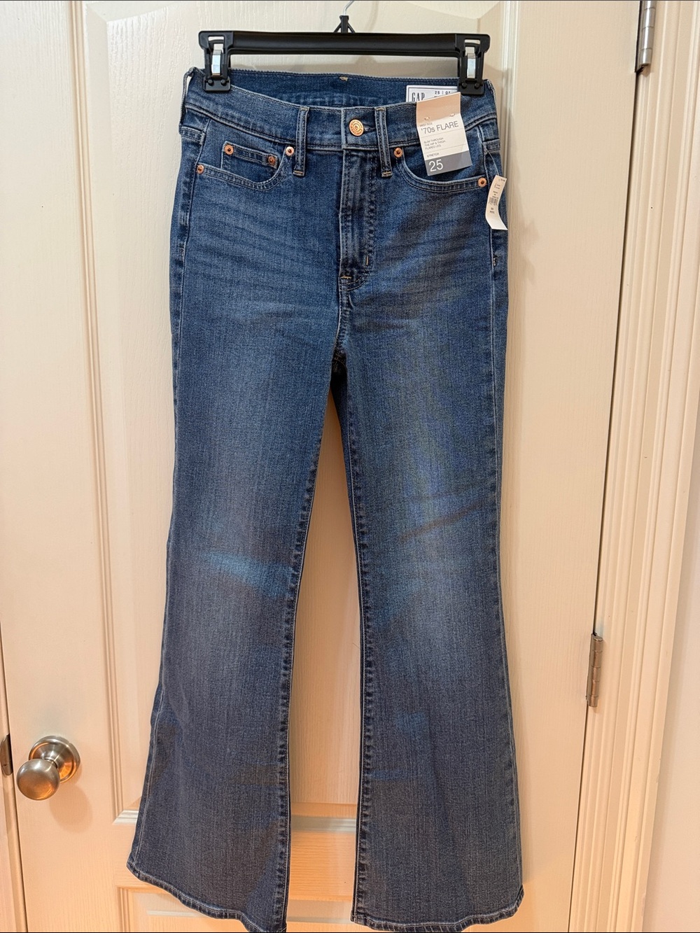 GAP Dark-Mid Blue High-Rise Flare Jeans - Women's